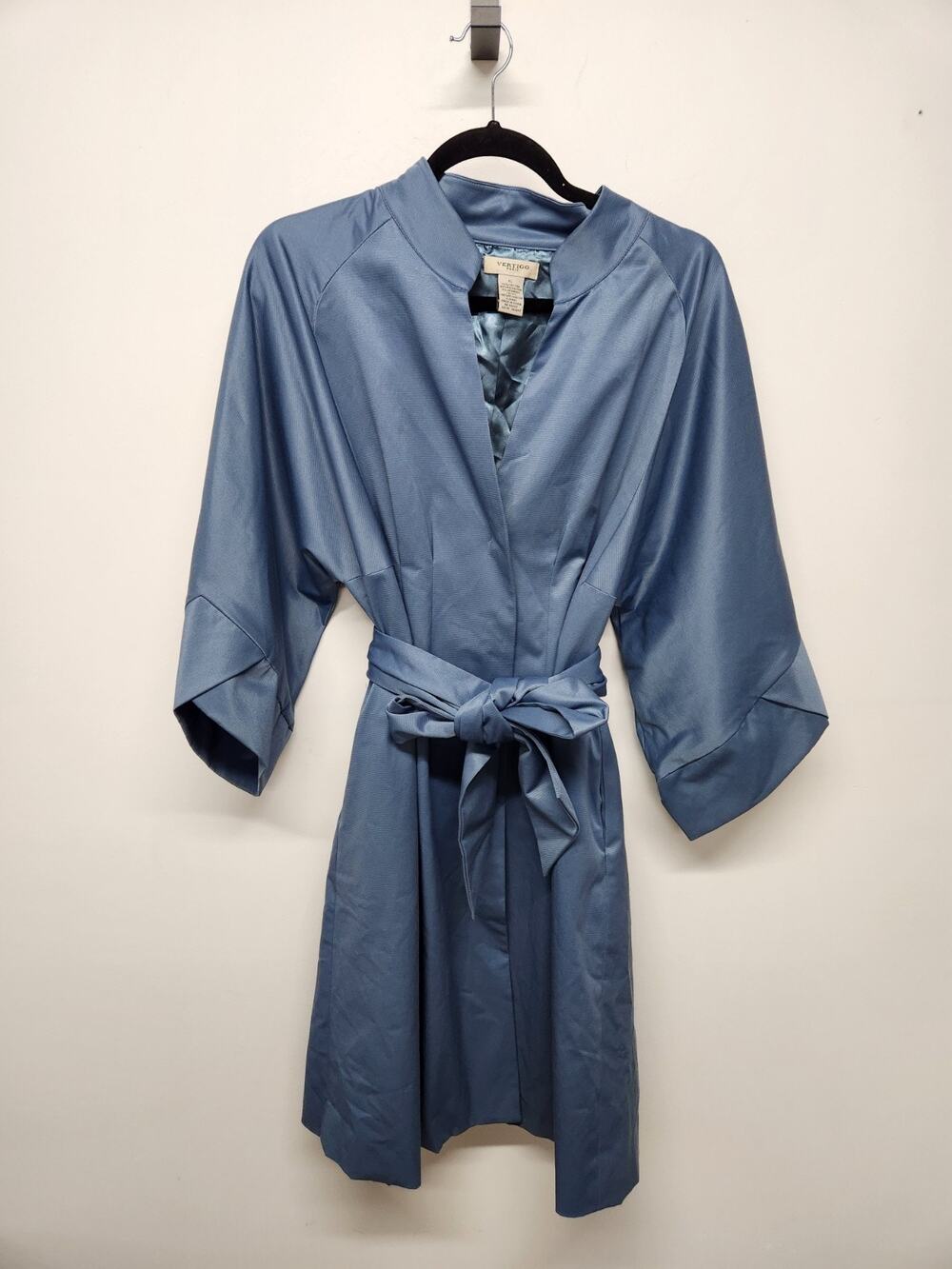 Vertigo Paris Women's Blue Mid Length Trench Coat Dress/ Kimono Jacket, Size XL